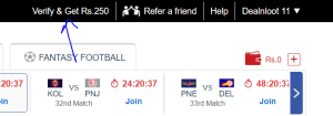 Dream11-verify-details-like-Pancard-and-get-Rs-250